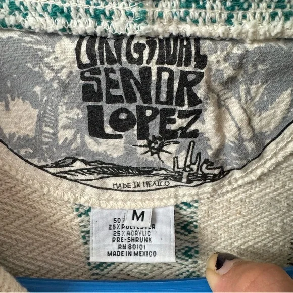 Original Senor Lopez White and Turquoise Baja Beach Hoodie - Picture 6 of 8